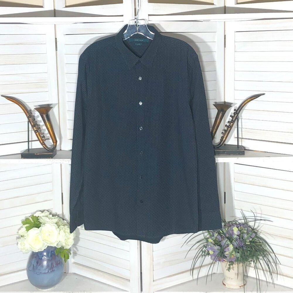 Perry Ellis Slim Fit Long Sleeve Cotton Shirt Blue Large